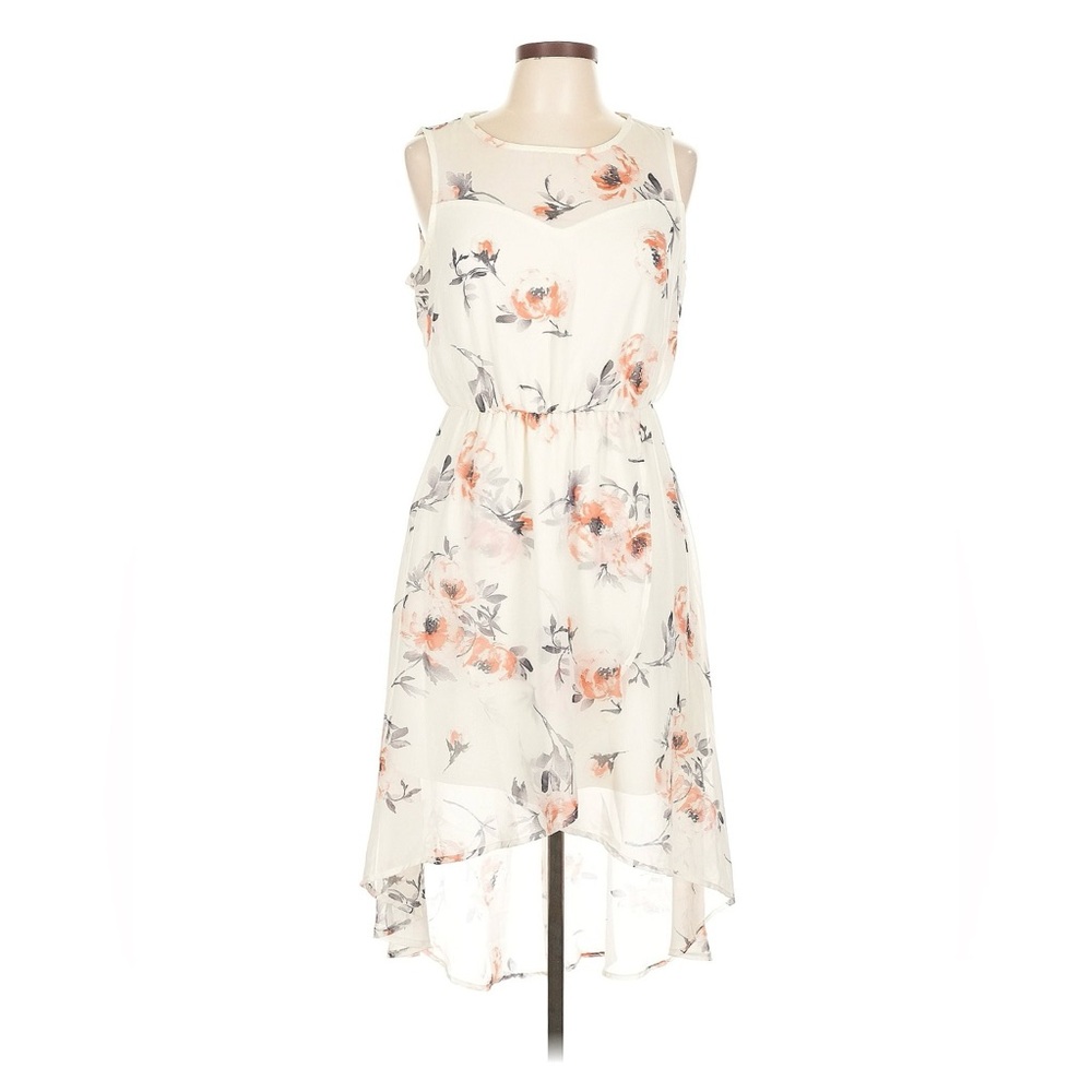 Lily Rose High Low Dress - Cream and Orange Floral